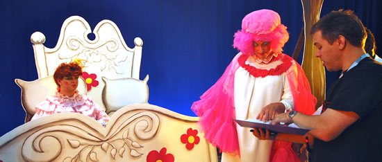Darren gives direction to the Ugly Sisters