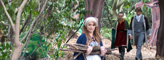 Cinders gathering wood in Pinewood forest